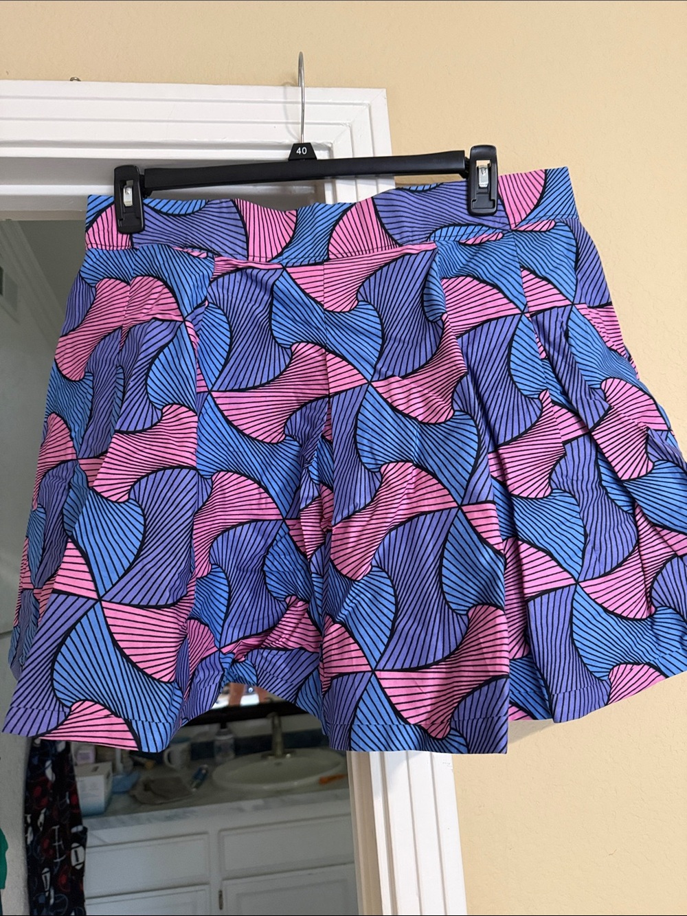Mini Skirt in Blue & Pink Graphic Print